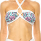 TWO PIECE FLORAL PRINTS CRISS CROSS HALTER BIKINI