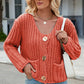 Round Neck Button Up Cardigan with Pockets