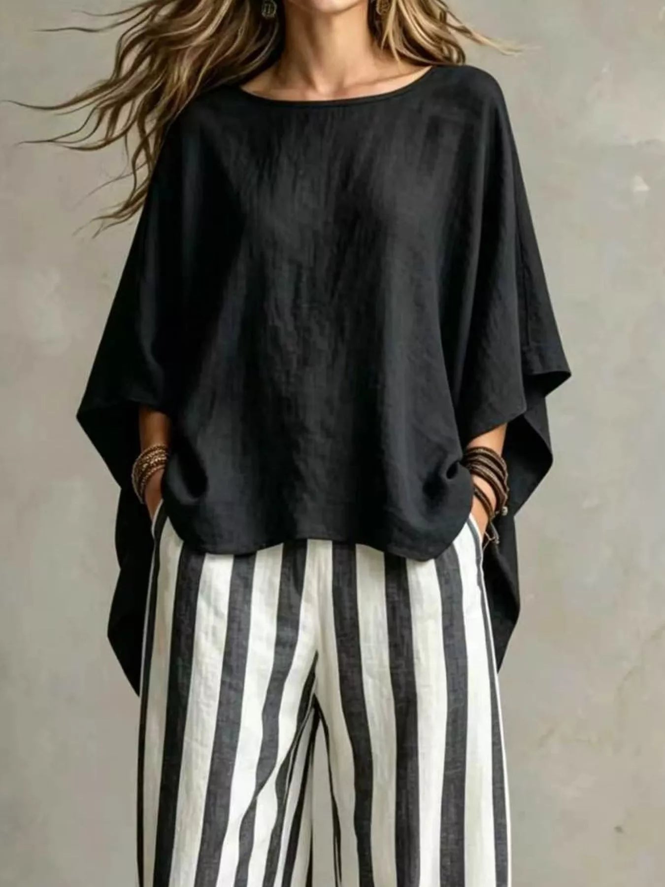 The Quinn Top & Pants Set – neckline and shoulder detail