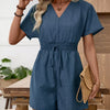 Casual V-Neck Elastic Waist Romper