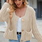 Round Neck Button Up Cardigan with Pockets