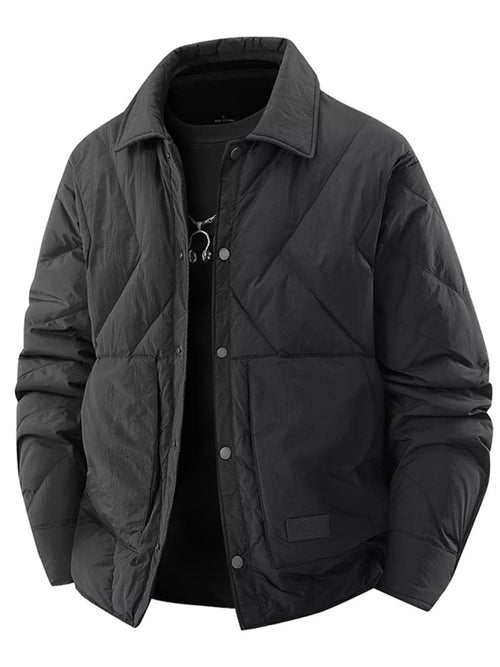 Men's Plus Size Quilted Padded Snap Down Jacket