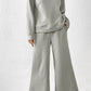 Black Textured Loose Slouchy Long Sleeve Top and Pants Set