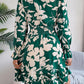 Tied Ruffled Printed Long Sleeve Dress