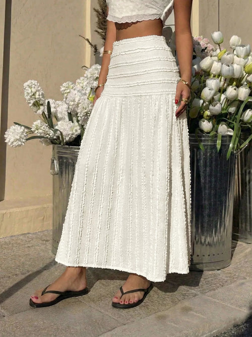 Textured A-Line Midi Skirt
