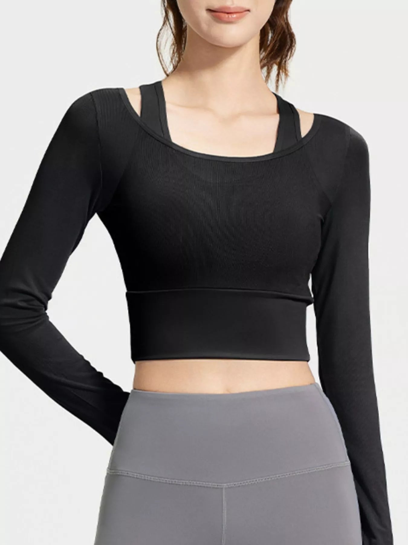 The Greta Long Sleeve Crop Top with Built-In Bra