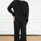 Black Textured Loose Slouchy Long Sleeve Top and Pants Set