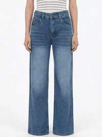 Vintage Wash Wide Leg Jeans with a classic pocketed design and versatile wide leg style.