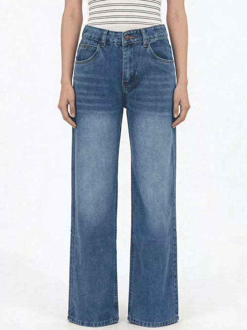 Vintage Wash Wide Leg Jeans