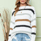 Multicolor Stripes Print Popcorn Drop Shoulder Pullover Sweater