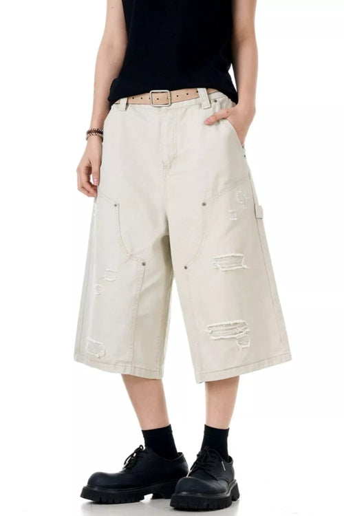 Men's Distressed Wide Leg Shorts