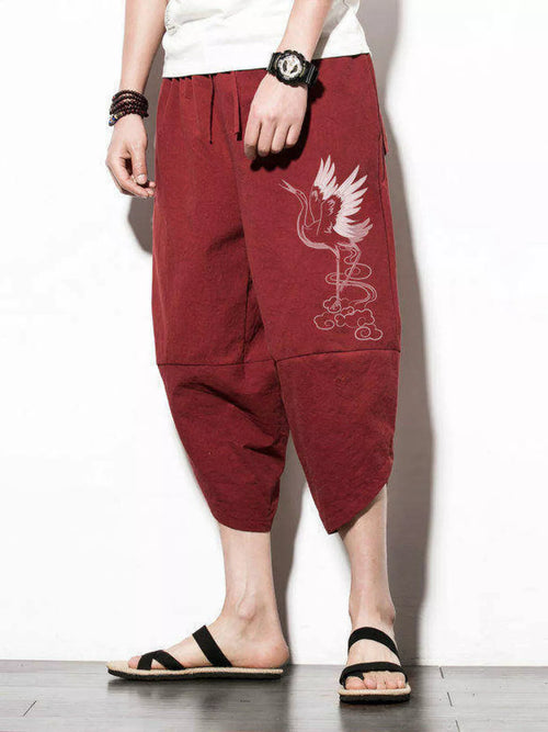 Men's Plus Size Loose Fit Cropped Pants