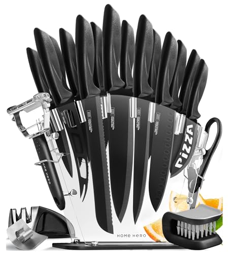 Hero Kitchen Knife Set with Sharpener - High Carbon Stainless Steel