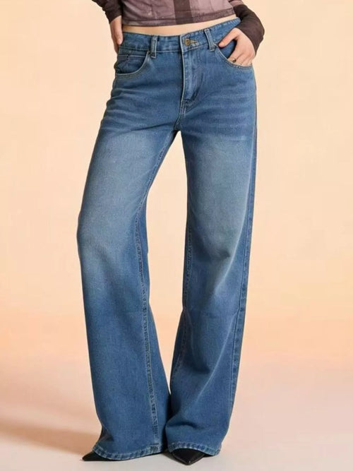 Vintage Wash Wide Leg Jeans