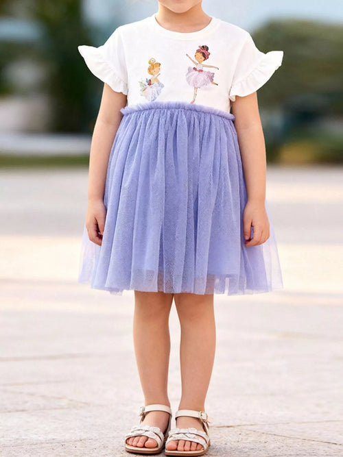 Children's Ballerina Round Neck Tulle Dress