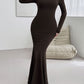 Devine Backless Round Neck Long Sleeve Maxi Dress