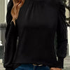 Mock Neck Puff Sleeve Blouse