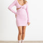 HERA COLLECTION Fluffy Bow Cut-Out Detail Long Sleeve Mini Dress