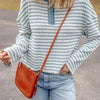 Striped Textured Knit Button Detail Top