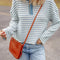 Striped Textured Knit Button Detail Top