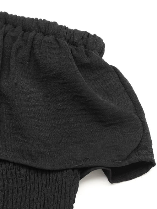 Ruffled Smocked Tube Romper