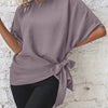 Knotted Round Neck Half Sleeve Blouse