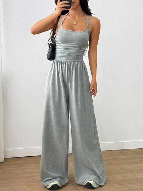 Sleeveless Wide Leg Casual Jumpsuit