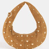 Fame Dome Studded Chrome Crescent Hand Bag