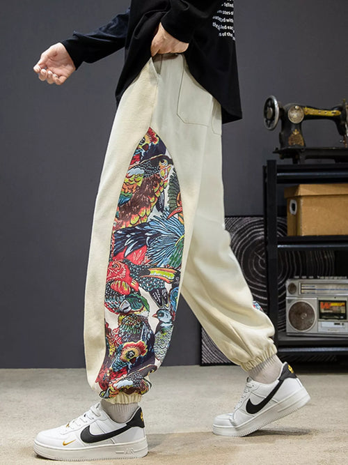 Men's Plus Size Printed Side Panel Joggers