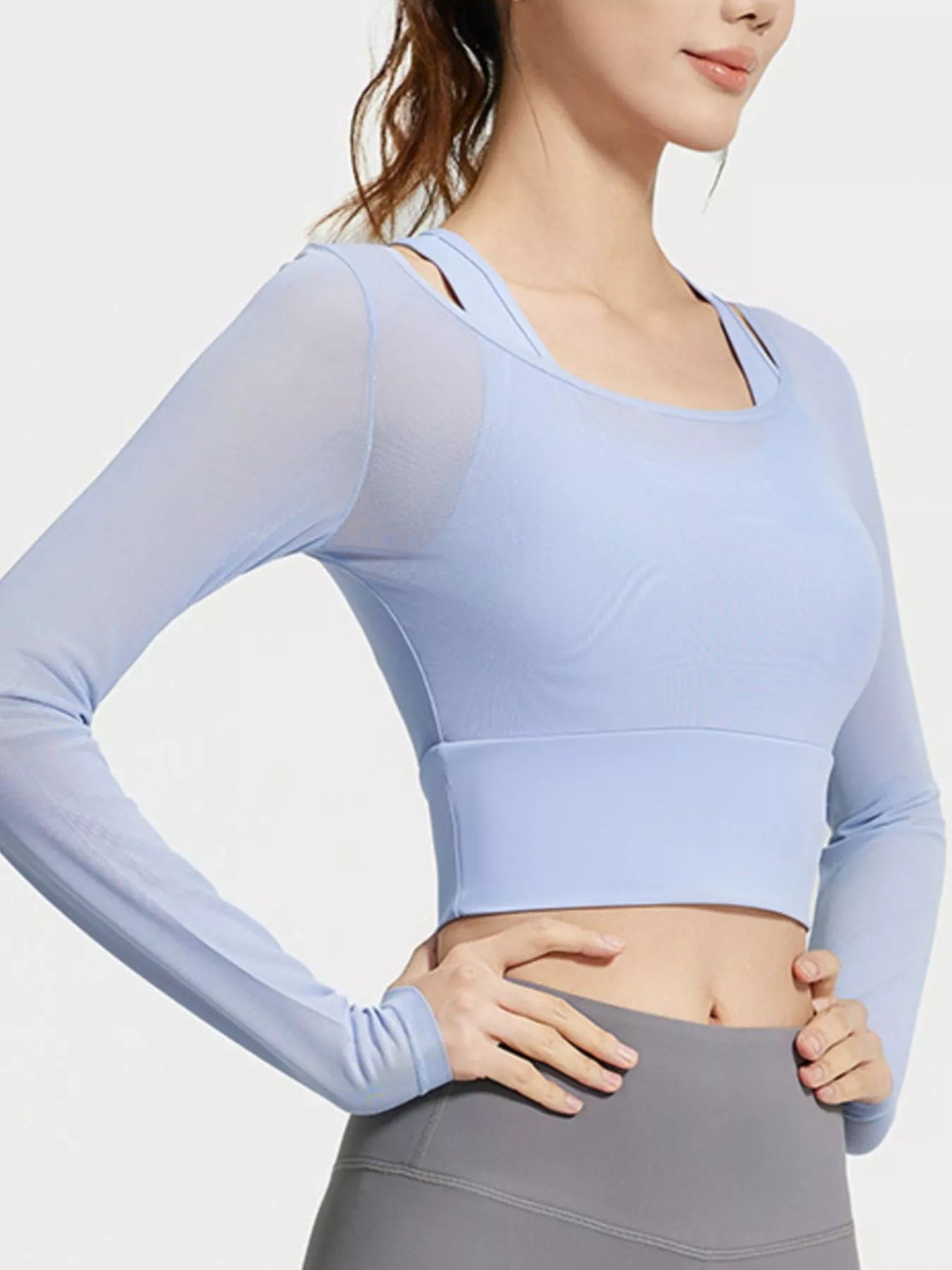 The Greta Long Sleeve Crop Top with Built-In Bra