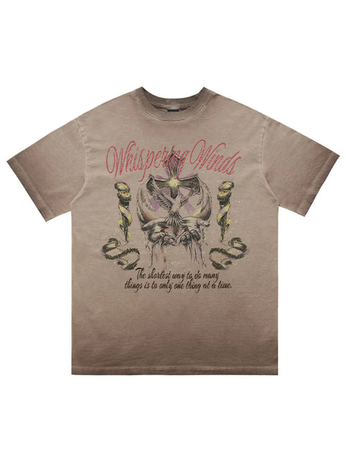 Men's Whispering Winds Graphic Vintage Round Neck T-Shirt