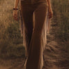 Fringe Trim Flare Pants