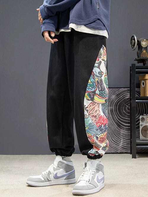 Men's Plus Size Printed Side Panel Joggers