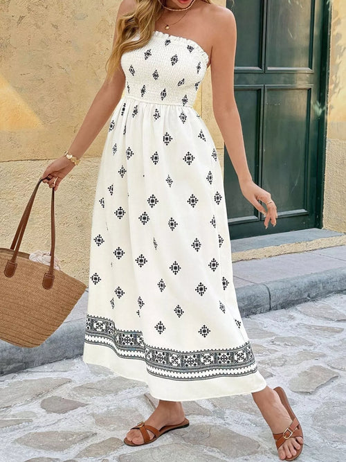 Smocked Tube Midi Dress