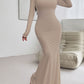 Devine Backless Round Neck Long Sleeve Maxi Dress