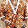 Men's Full Size Printed Lace Up Blouse Plus Size