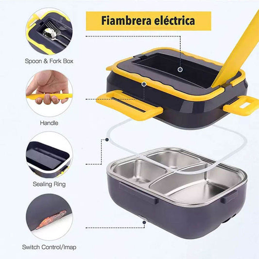Portable 1.5L Electric Lunch Box with a Stainless Steel Container and Insulation Bag for Car or Truck