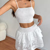 Smocked Crop Top & Ruffle Mini Skirt Set