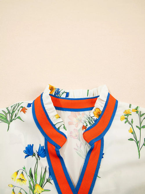 Floral Print Puff Sleeve Blouse