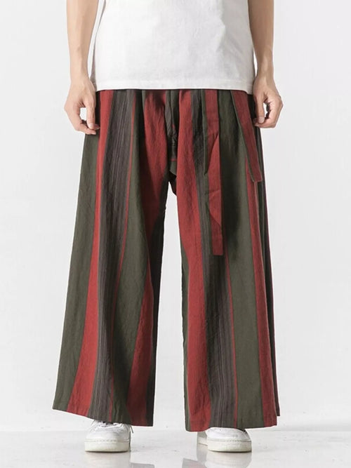 Men's Plus Size Striped Wide Leg Casual Pants