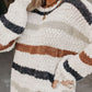 Multicolor Stripes Print Popcorn Drop Shoulder Pullover Sweater