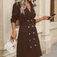 Double-Breasted Lapel Collar Long Sleeve Dress