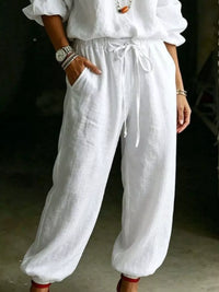 The Nova Off-Shoulder Set – drawstring waist detail