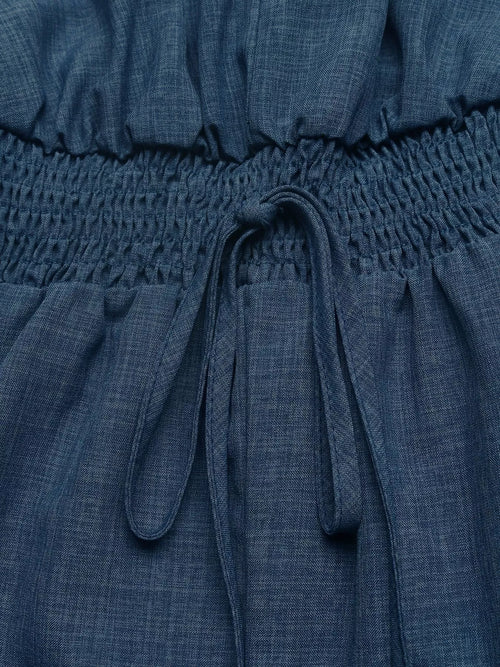 Casual V-Neck Elastic Waist Romper