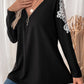 Perfee Lace Detail Quarter Zip Long Sleeve Top