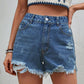 Distressed Raw Hem Denim Shorts