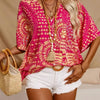 Printed V-Neck Half Sleeve Top