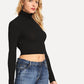 Backless Turtleneck Long Sleeve T-Shirt