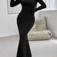 Devine Backless Round Neck Long Sleeve Maxi Dress