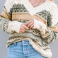 Geometric V-Neck Dropped Shoulder Sweater